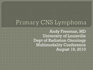Primary CNS Lymphoma