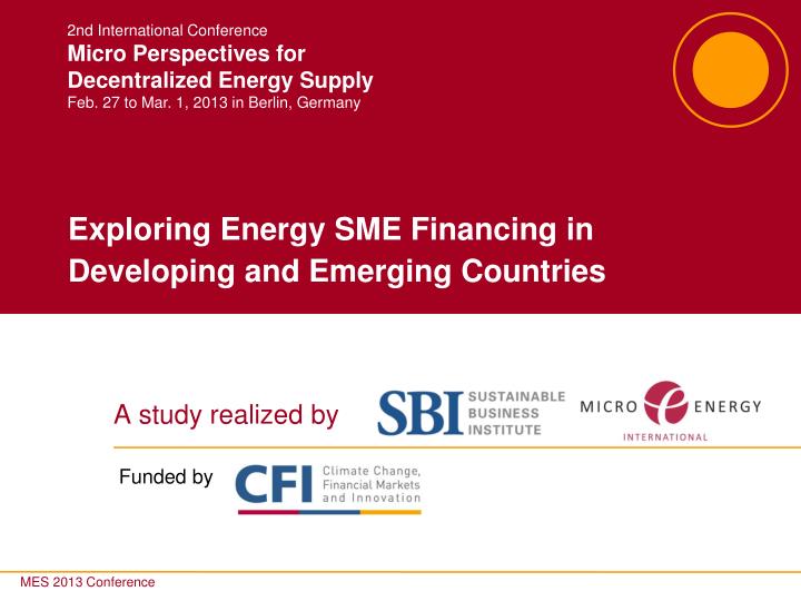exploring energy sme financing in developing and emerging countries