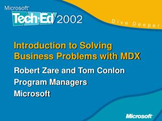 Introduction to Solving Business Problems with MDX