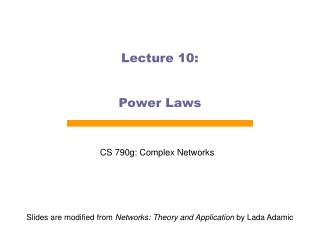 Lecture 10: Power Laws