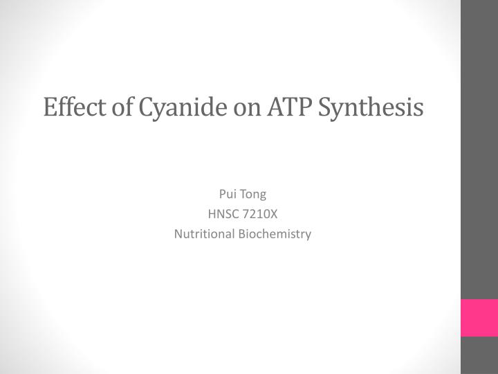 effect of cyanide on atp s ynthesis