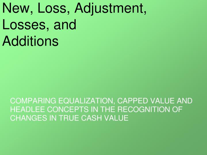 new loss adjustment losses and additions