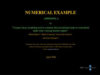 NUMERICAL EXAMPLE APPENDIX A in