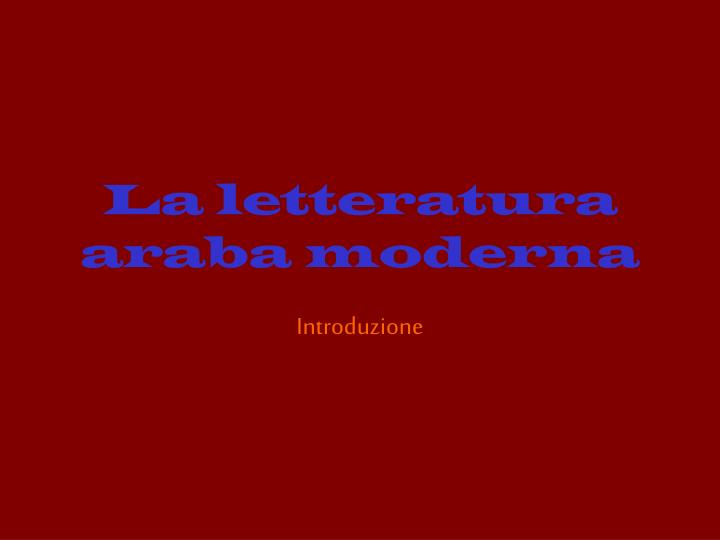 la letteratura araba moderna