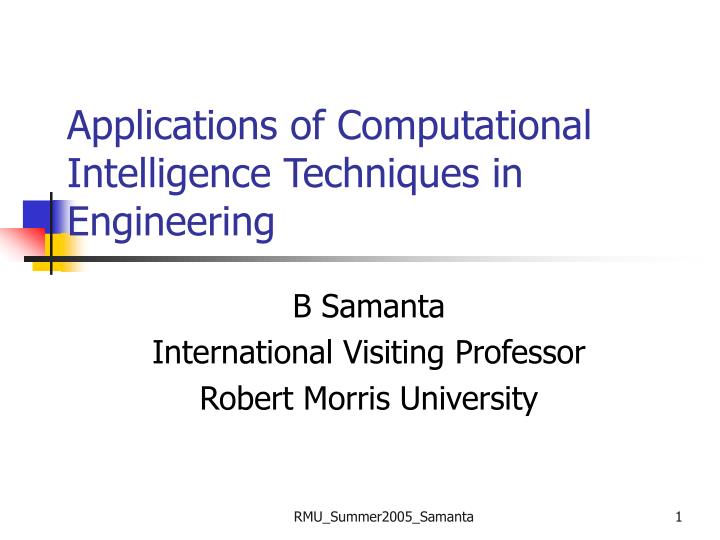 applications of computational intelligence techniques in engineering