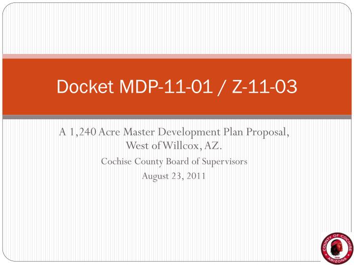 docket mdp 11 01 z 11 03