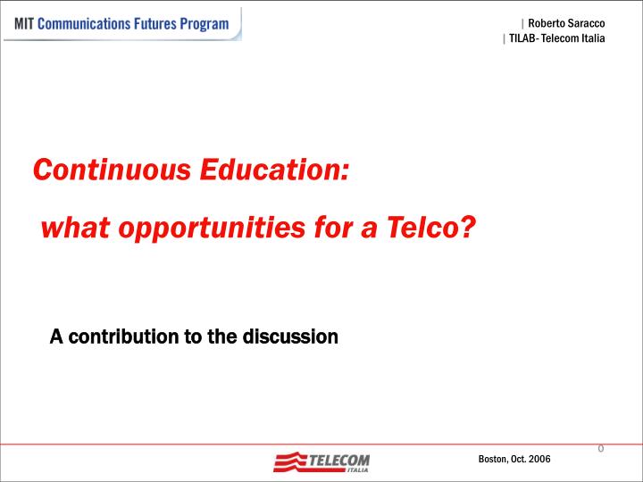 continuous education what opportunities for a telco