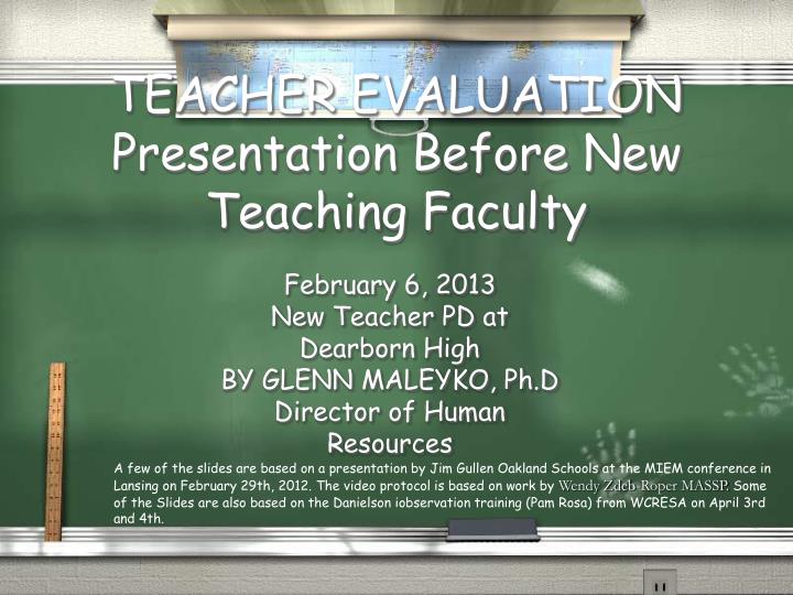 teacher evaluation presentation before new teaching faculty