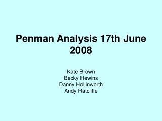 Penman Analysis 17th June 2008