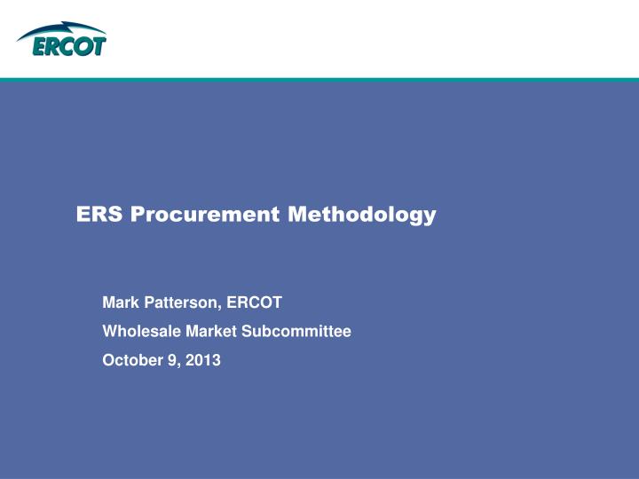 ers procurement methodology