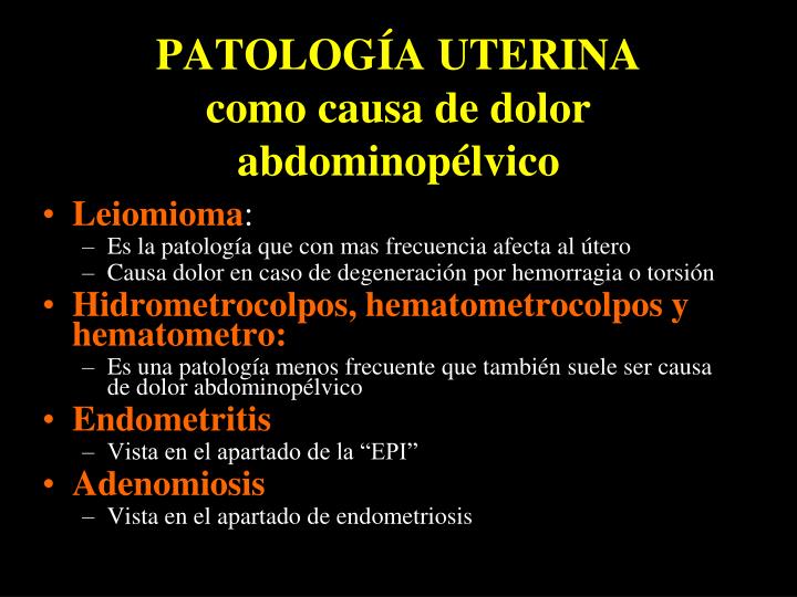 patolog a uterina como causa de dolor abdominop lvico