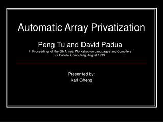 Automatic Array Privatization