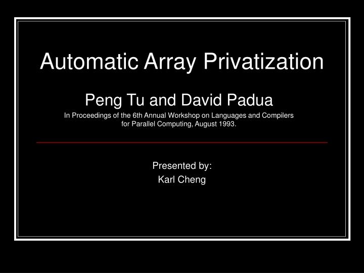 automatic array privatization