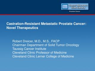 Castration-Resistant Metastatic Prostate Cancer: Novel Therapeutics