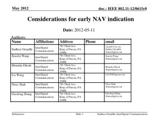 Considerations for early NAV indication