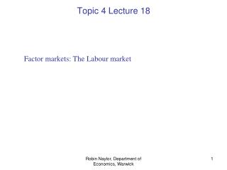 Factor markets: The Labour market