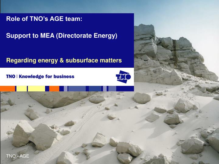 role of tno s age team support to mea directorate energy