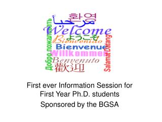 First ever Information Session for First Year Ph.D. students Sponsored by the BGSA
