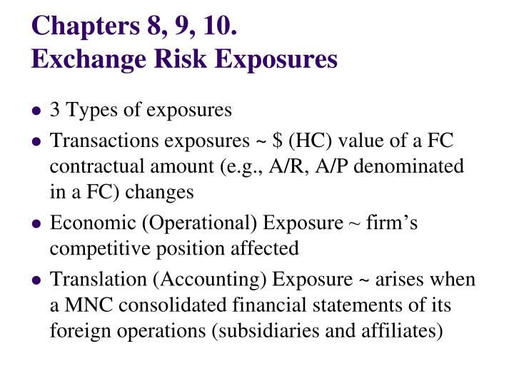 chapters 8 9 10 exchange risk exposures