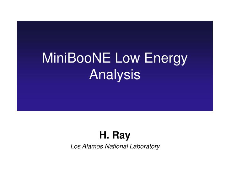 miniboone low energy analysis