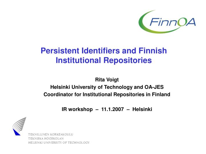 persistent identifiers and finnish institutional repositories