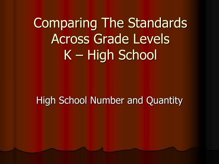 comparing the standards across grade levels k high school