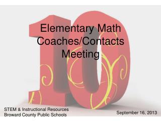 Elementary Math Coaches/Contacts Meeting
