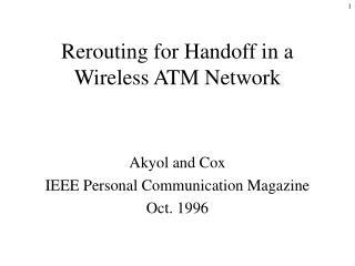 Rerouting for Handoff in a Wireless ATM Network