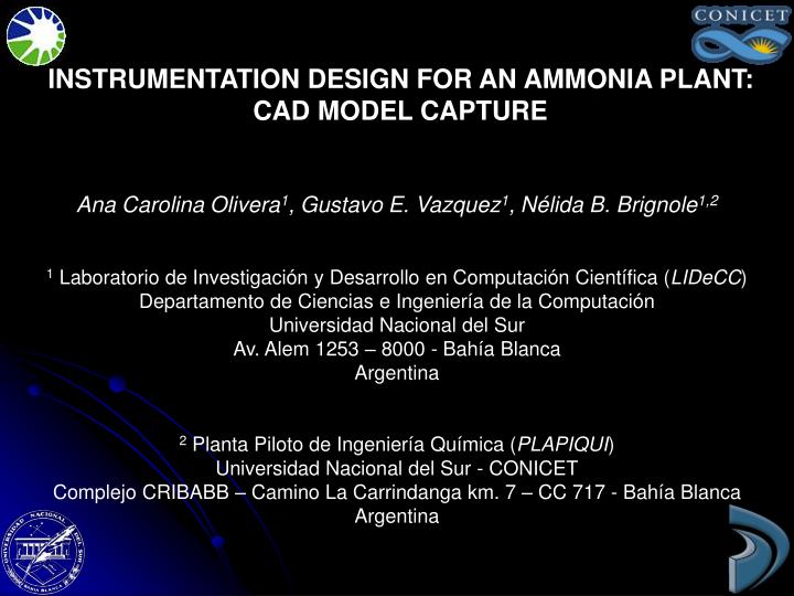 instrumentation design for an ammonia plant cad model capture