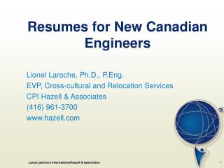 Resumes for New Canadian Engineers
