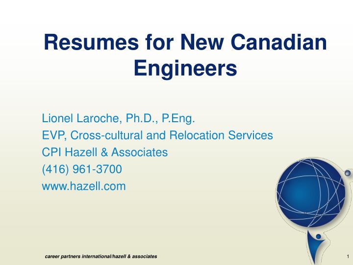 resumes for new canadian engineers