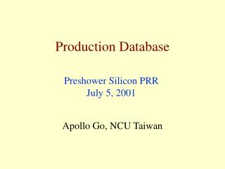 Production Database