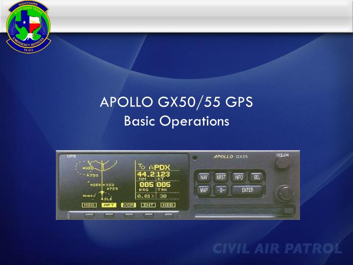 apollo gx50 55 gps basic operations