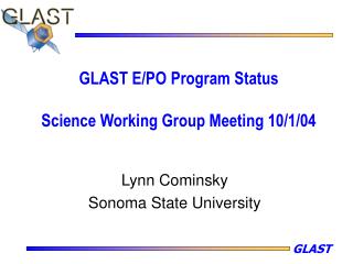 GLAST E/PO Program Status Science Working Group Meeting 10/1/04