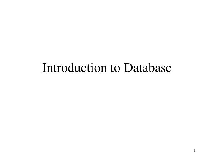 introduction to database