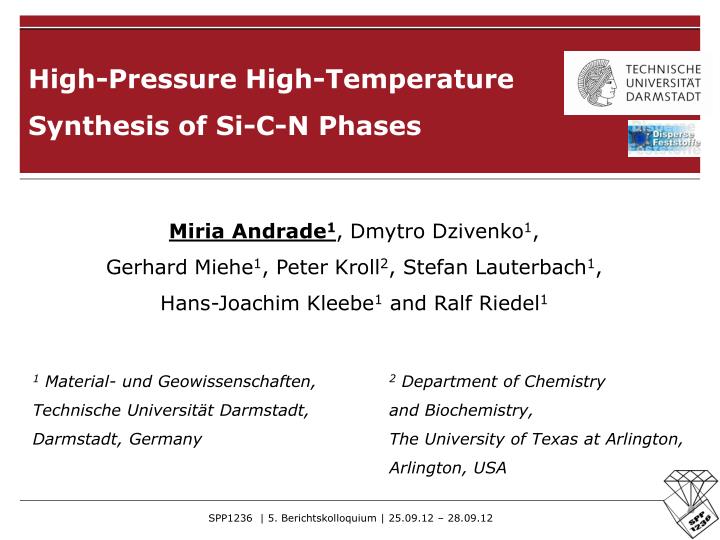 high pressure high temperature synthesis of si c n phases