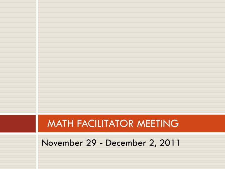 math facilitator meeting
