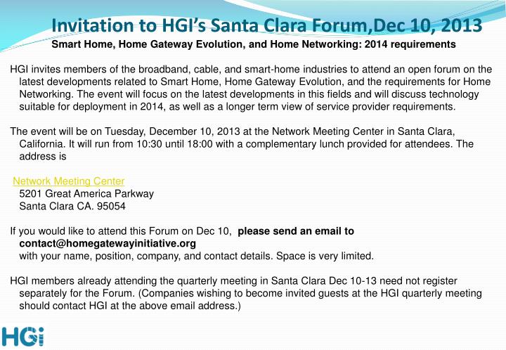 invitation to hgi s santa clara forum dec 10 2013