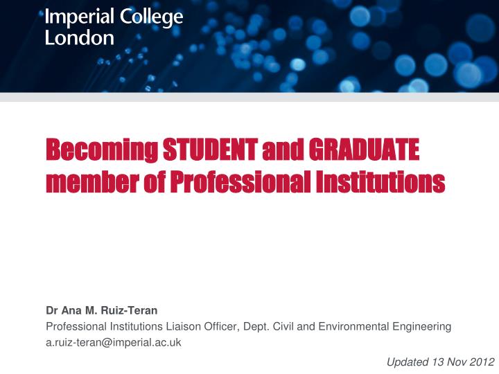 becoming student and graduate member of professional institutions