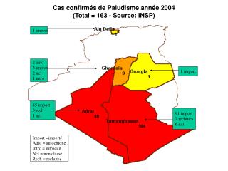 cas confirm s de paludisme ann e 2004 total 163 source insp