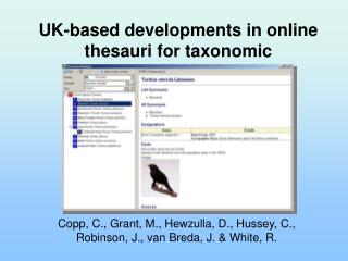 UK-based developments in online thesauri for taxonomic information