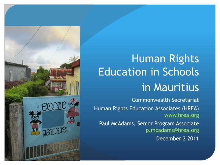 human rights education in schools in mauritius