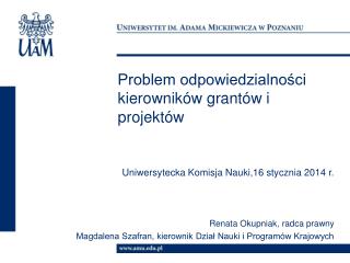 problem odpowiedzialno ci kierownik w grant w i projekt w
