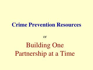 Crime Prevention Resources