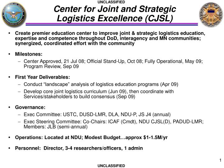 center for joint and strategic logistics excellence cjsl