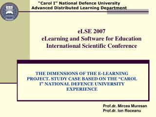 eLSE 2007 eLearning and Software for Education International Scientific Conference