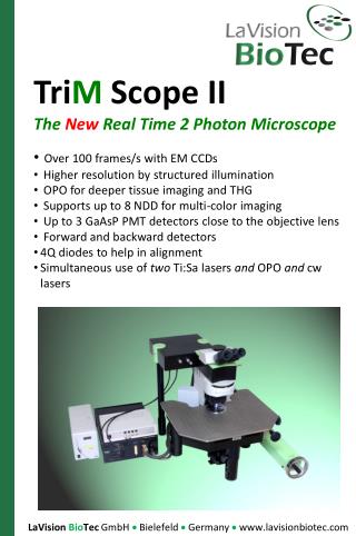 Tri M Scope II The New Real Time 2 Photon Microscope Over 100 frames/s with EM CCDs