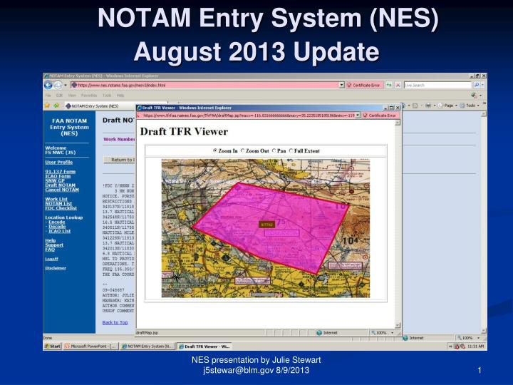 notam entry system nes august 2013 update