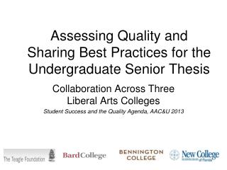 Assessing Quality and Sharing Best Practices for the Undergraduate Senior Thesis