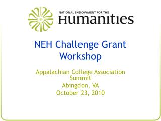 NEH Challenge Grant Workshop